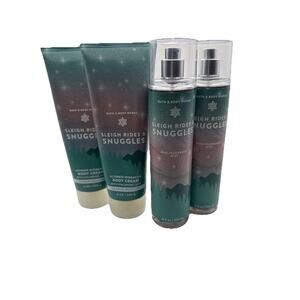 Bath & Body Works Sleigh Rides & Snuggles Fine Fragrance Mist Cream 8 fl. oz X4